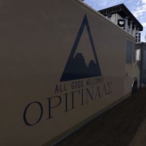 An in-game screenshot of the Originals loading truck at Highgod Originals` Second Life in-world location.